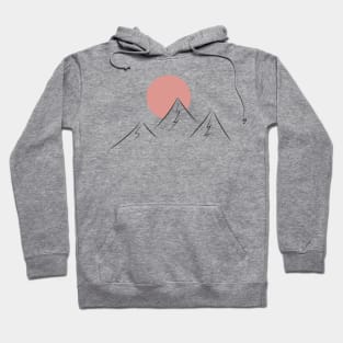 Minimal Mountains with large pink sun Hoodie